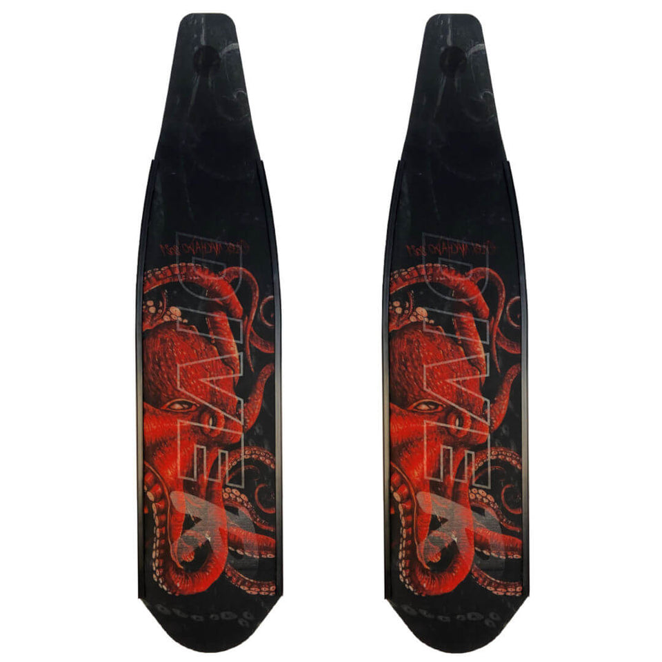 DiveR Australia 1 AWARD WINNING Freediving fins (Wild Red Octopus) DiveR Fins