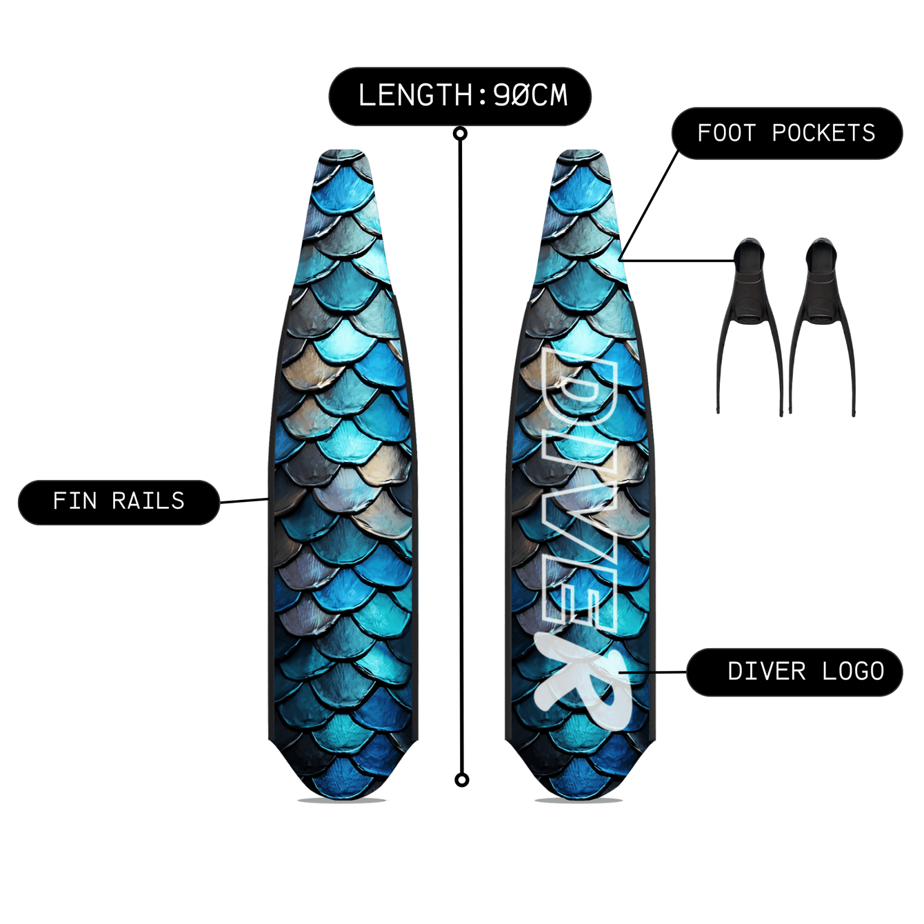 DiveR Australia 1 Freediving carbon dive fins (SCALE) DiveR Fins